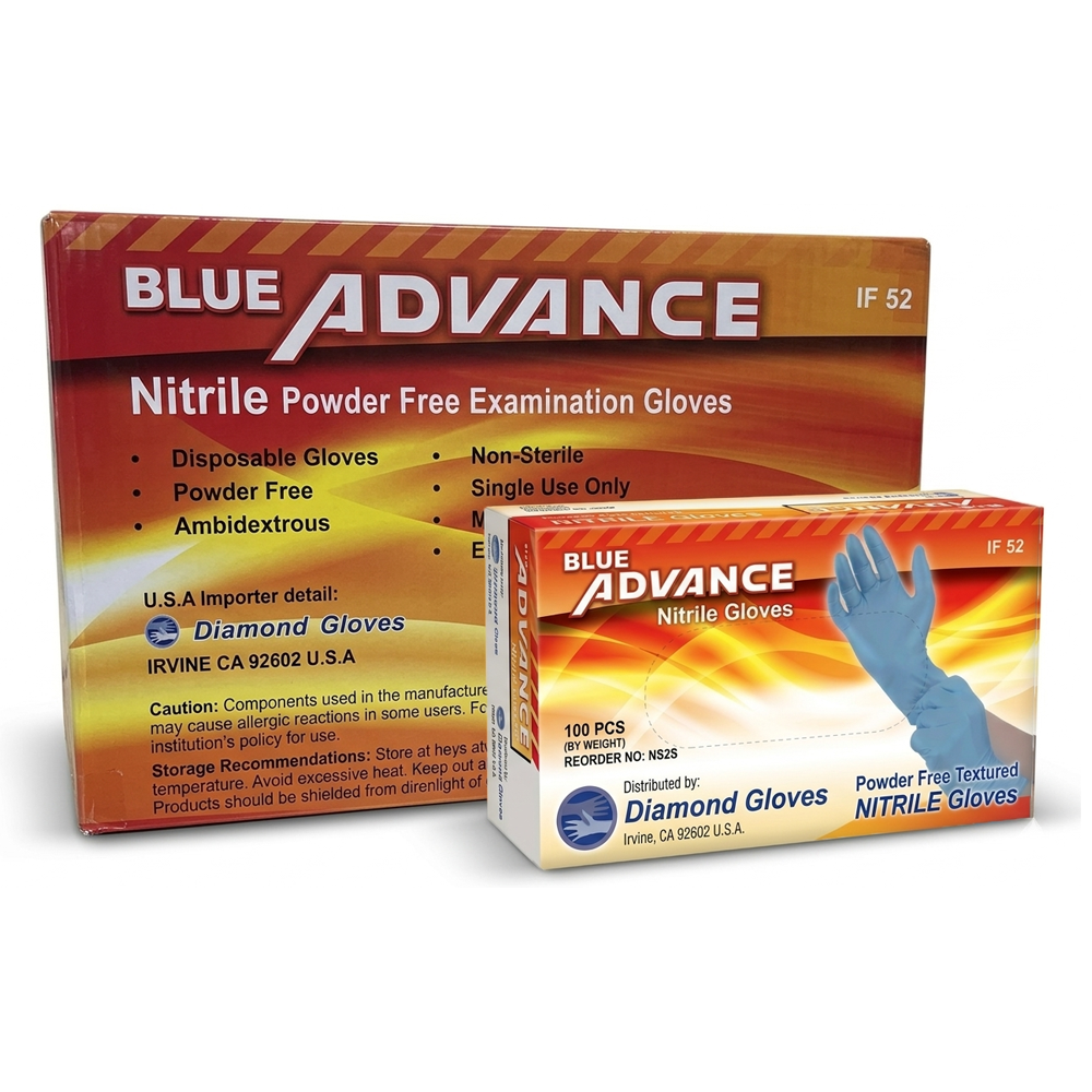 Diamond Blue 5 mil Nitrile Exam Disposable Gloves, Case of 1000 Wholesale (IF52)