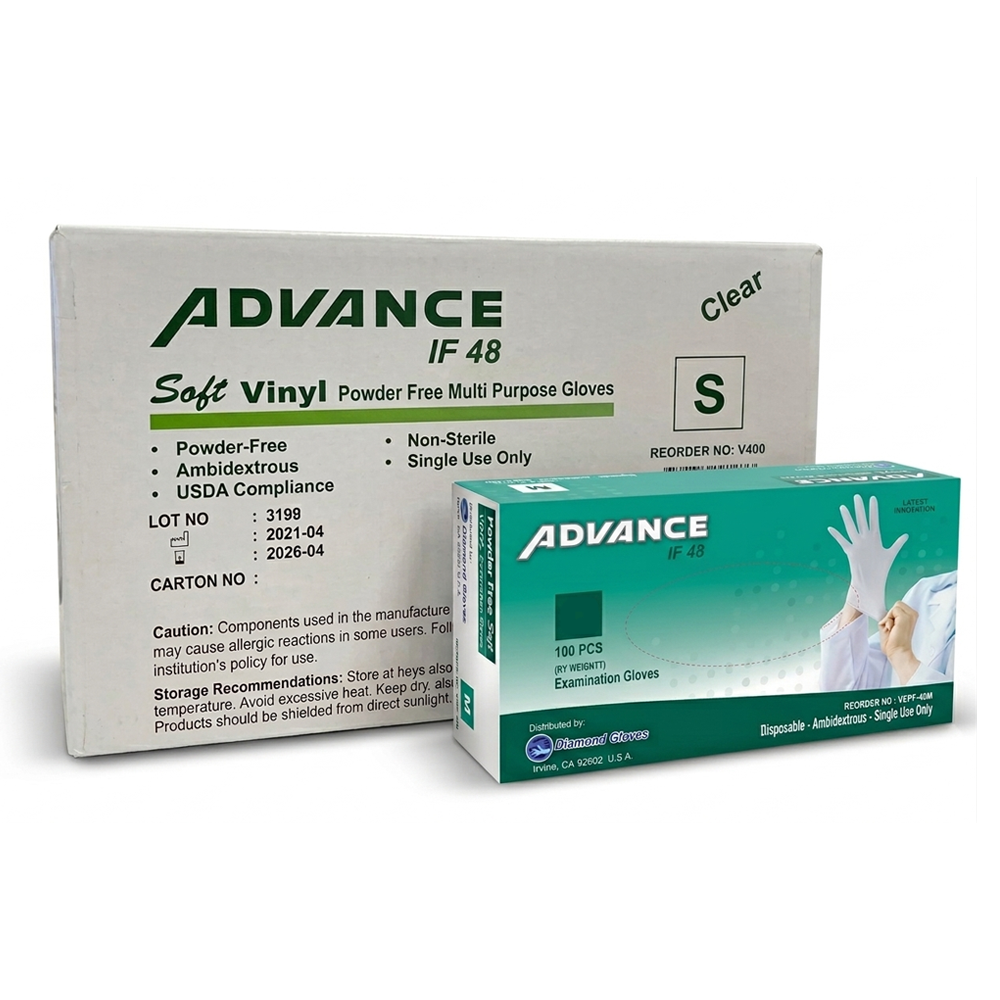 Diamond Clear Vinyl Exam Powder Free Disposable Gloves, Case of 1000 Wholesale (IF48)