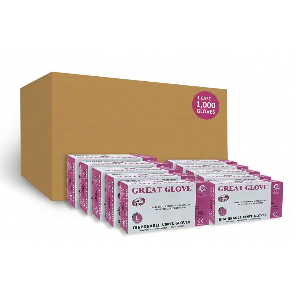 Great Glove 2.5 mil Vinyl Disposable Gloves, Case of 1000 Wholesale (NM700)