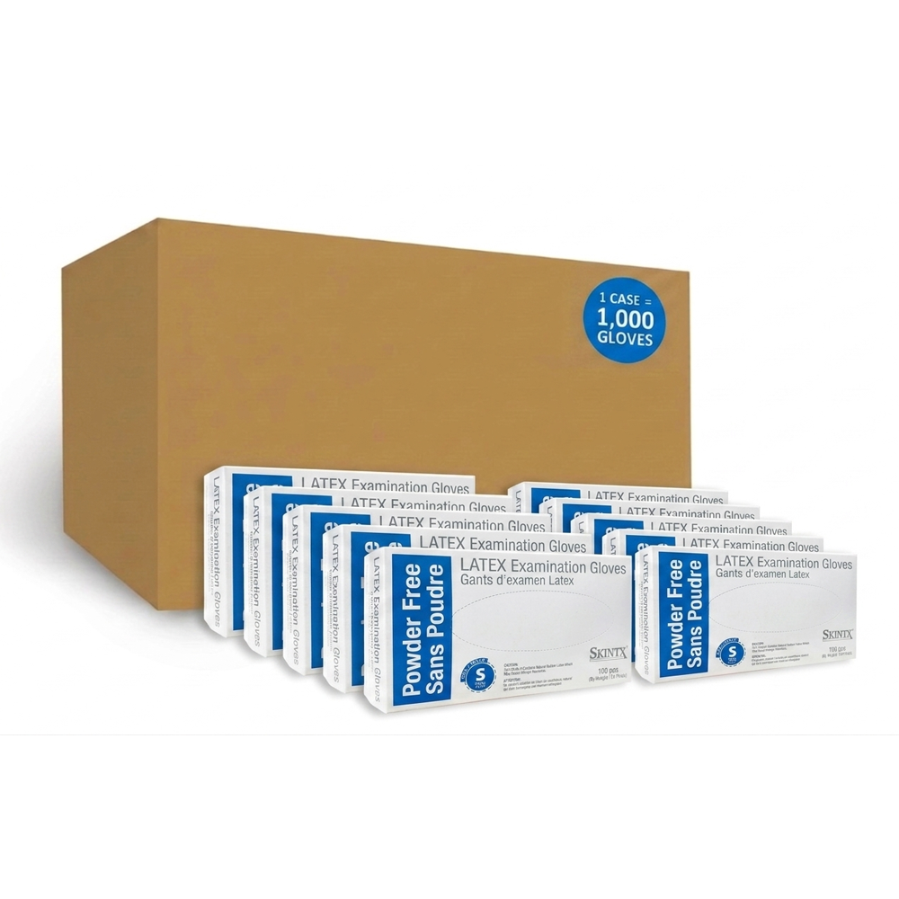 SkinTx 6 Mil Latex Examination Disposable Gloves, Case of 1000 Wholesale, Powder-Free (900xx)