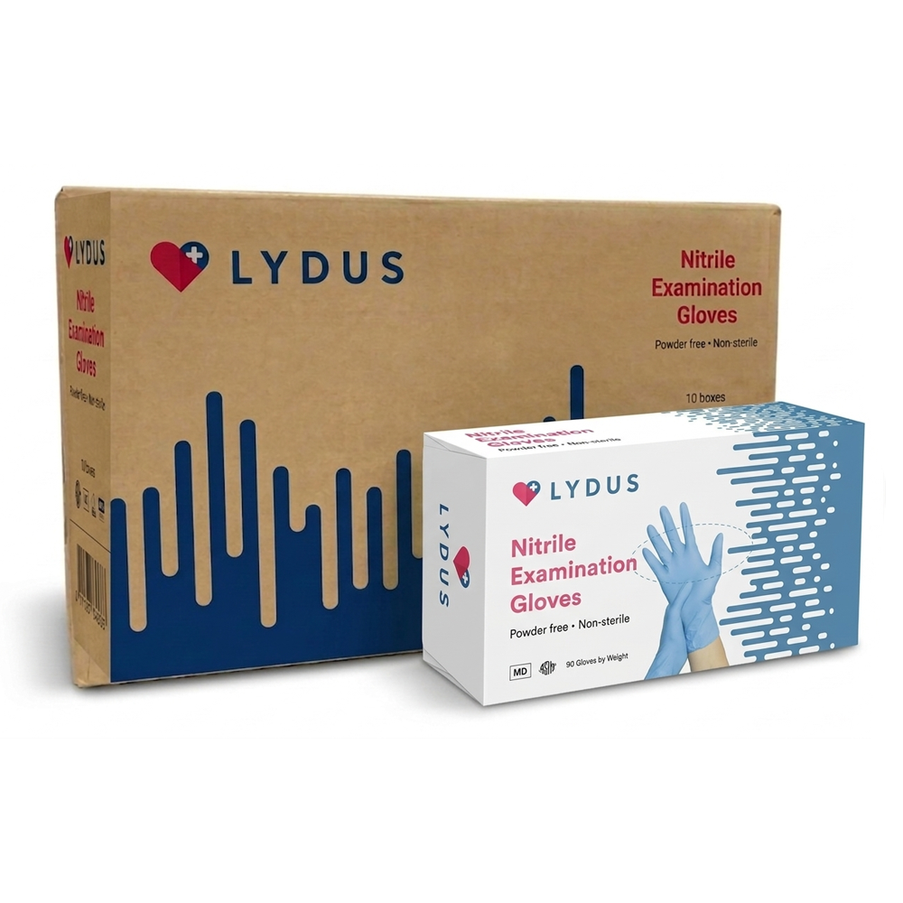 Lydus 5mil Blue Nitrile Examination Disposable Gloves (LBN5), Case of 1000 Wholesale, 5mil (ASTM D6319, FDA 510k)
