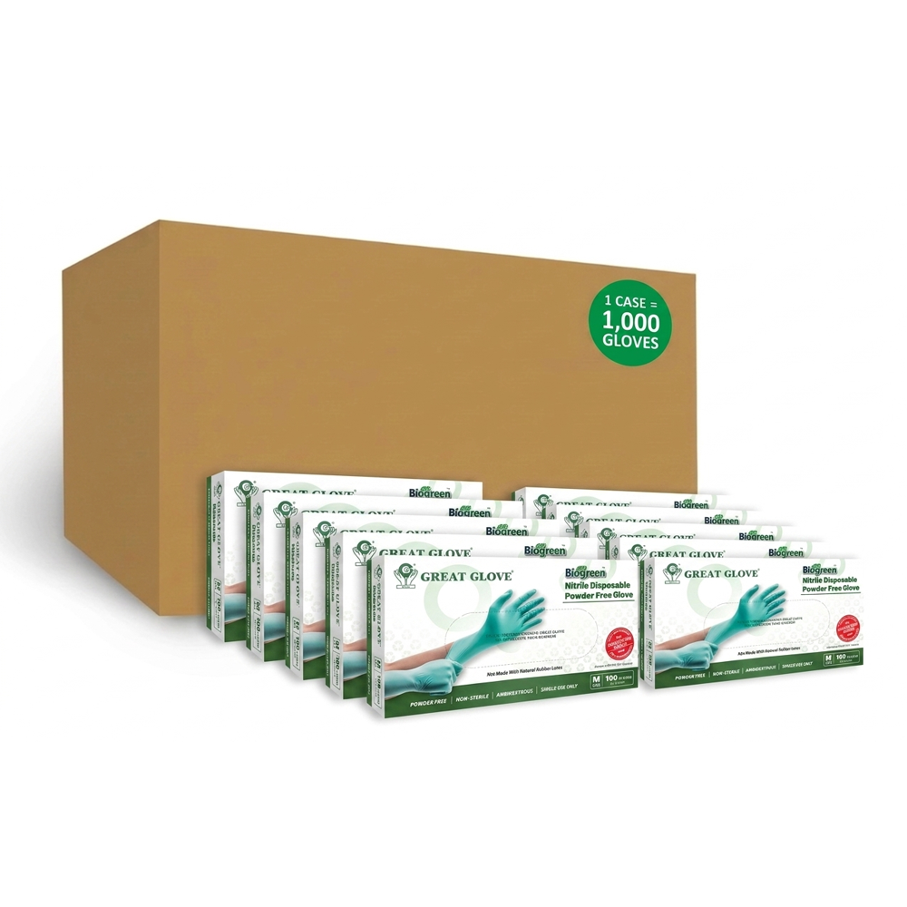 Great Glove Biodegradable Nitrile Disposable Gloves, Case of 1000 Wholesale, Powder Free (BIO-SNM5)