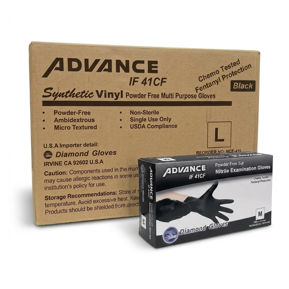 Diamond 4 mil Black Nitrile Exam Disposable Gloves, Case of 1000 Wholesale (IF41)