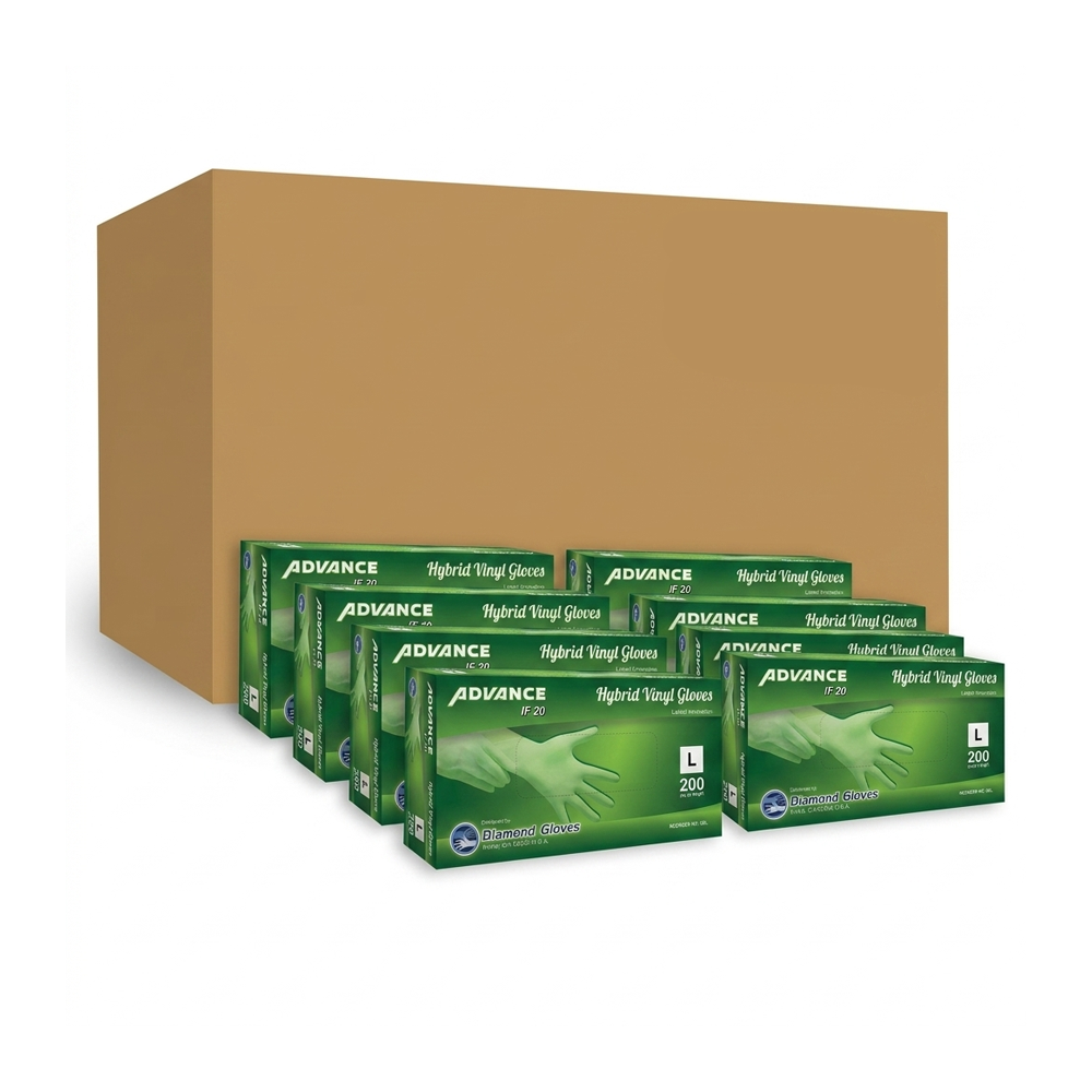 Diamond Clear Hybrid Vinyl Disposable Gloves, Case of 2000 Wholesale, Powder-Free (TPE)