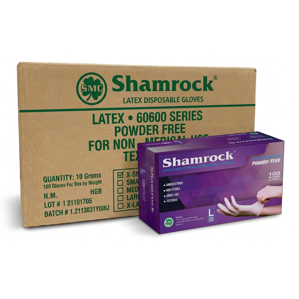 Shamrock 6 mil Latex Examination Disposable Glove, Case of 1000 Wholesale (60600)