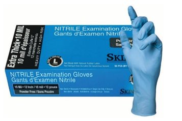 Skintx 12 Inch 10 Mil Blue Nitrile Exam Gloves