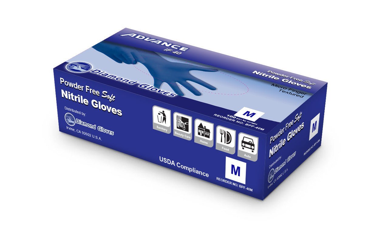 Diamond Blue 4 mil Nitrile Exam Gloves, Case of 1000 (IF40)