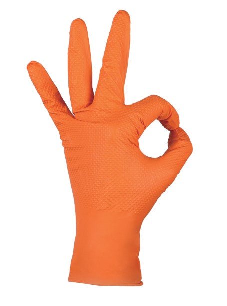 Royalty Premier, Orange 8 mil Powder Free, Diamond Texture Nitrile Gloves, Case of 1000